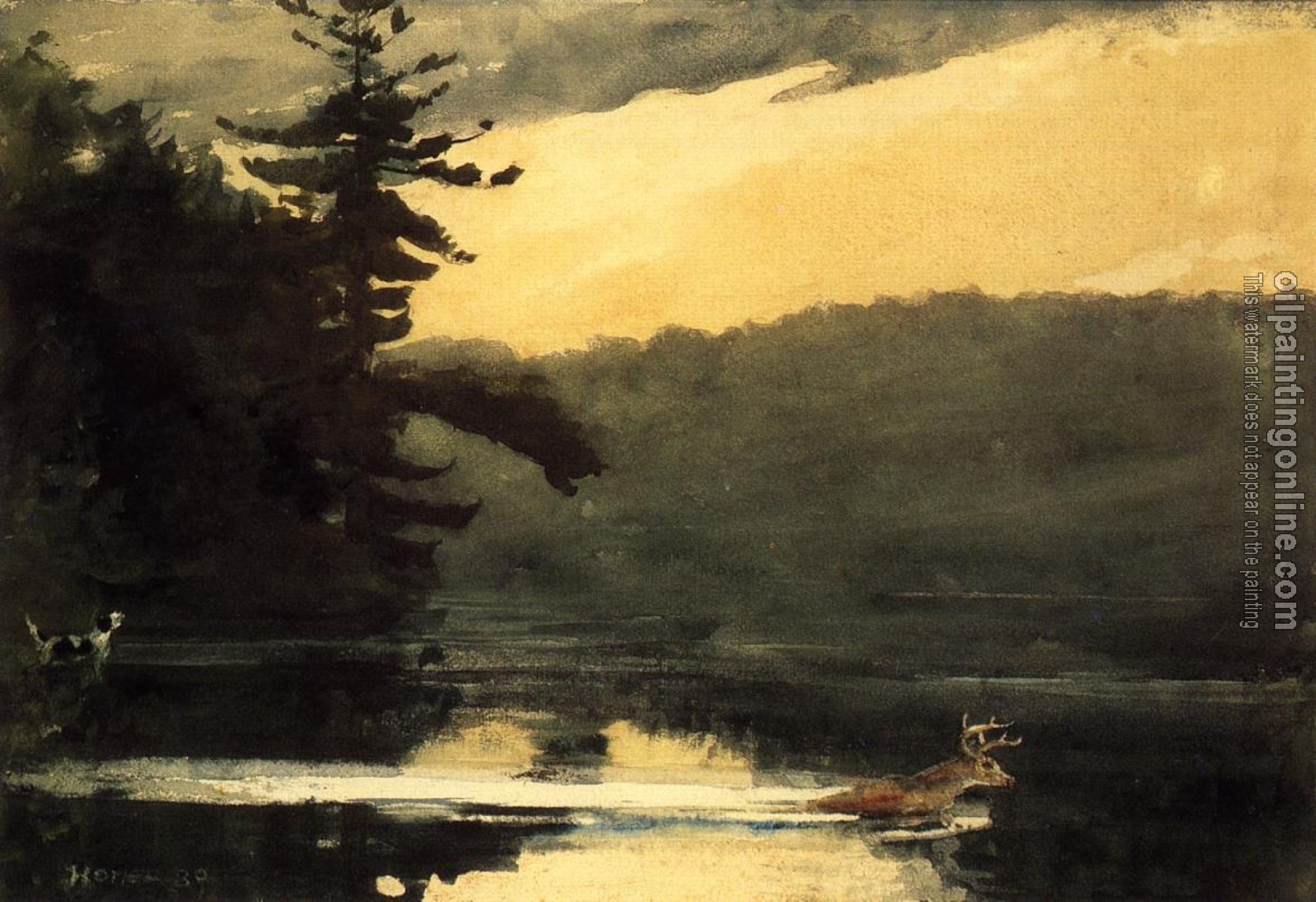 Homer, Winslow - Deer in the Adirondacks